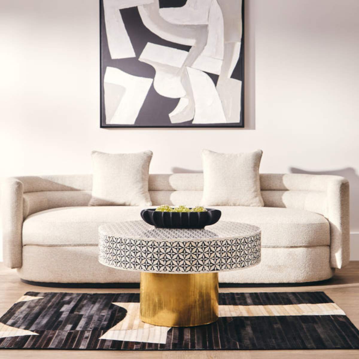 Beaumonde Home Oratino Ivory Linen Fabric 3 Seater Sofa