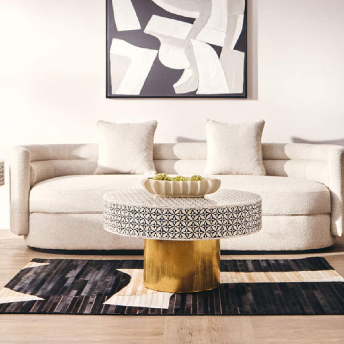 Beaumonde Home Oratino Ivory Linen Fabric 3 Seater Sofa