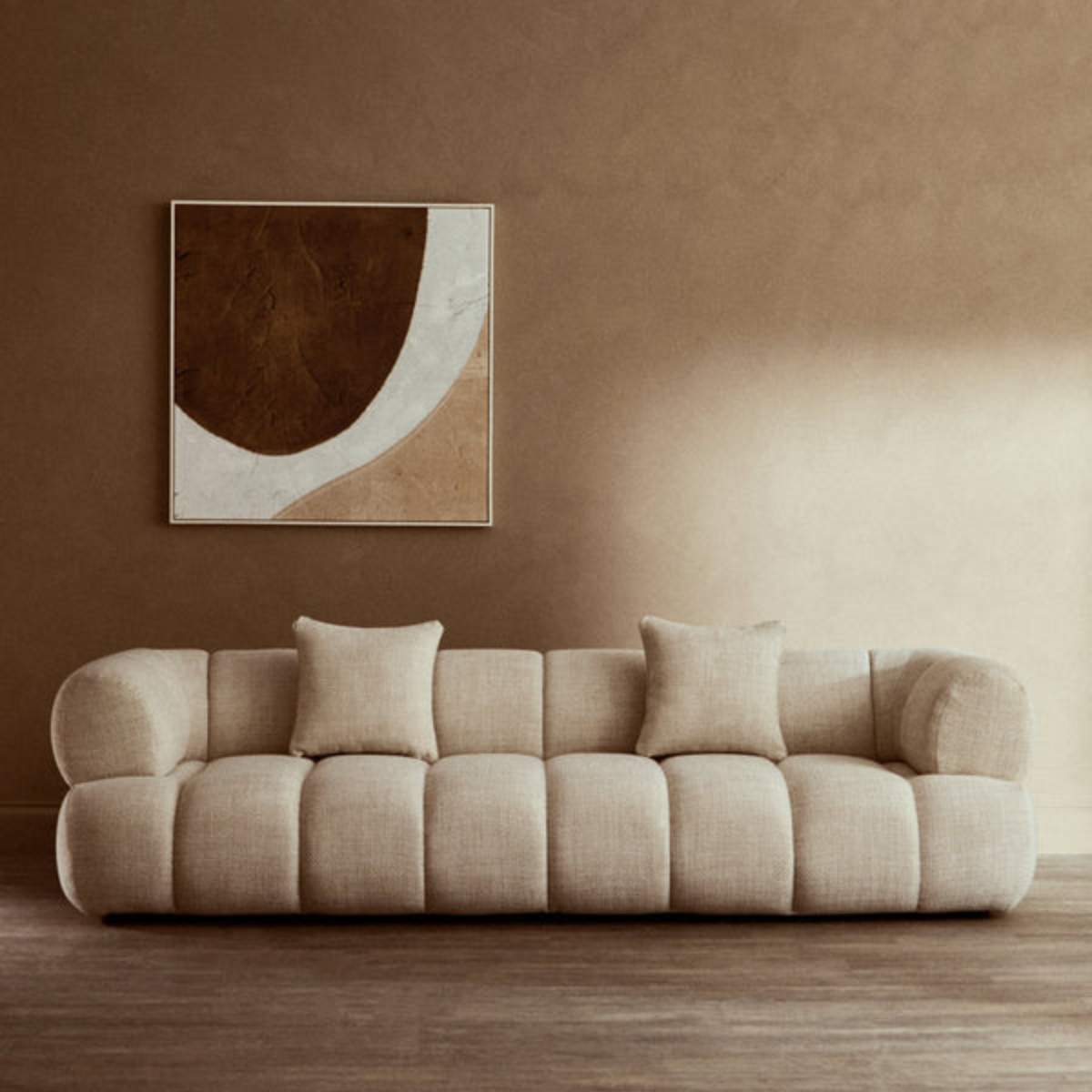 Beaumonde Home Ordona Cream Linen Fabric 3 Seater Sofa