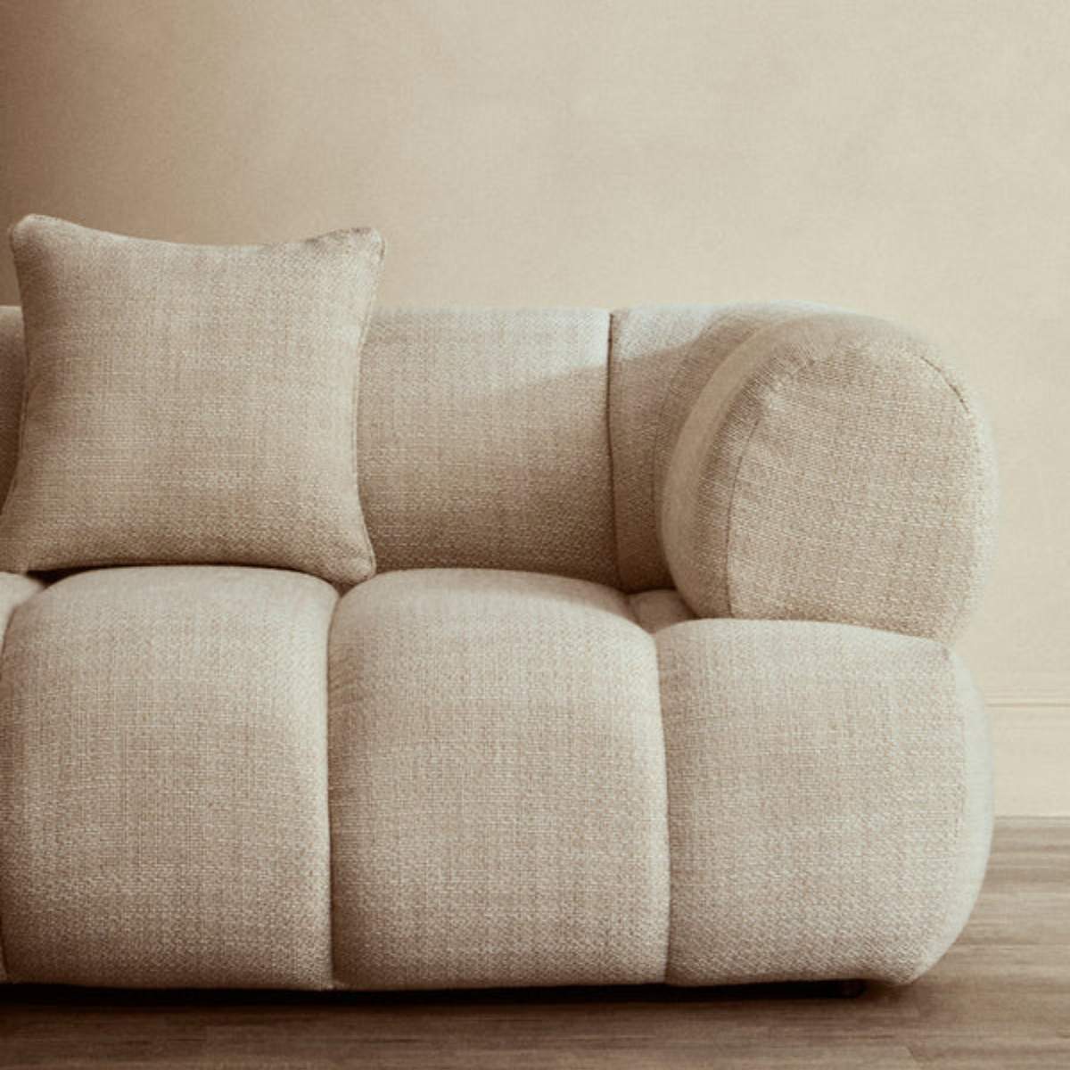 Beaumonde Home Ordona Cream Linen Fabric 3 Seater Sofa