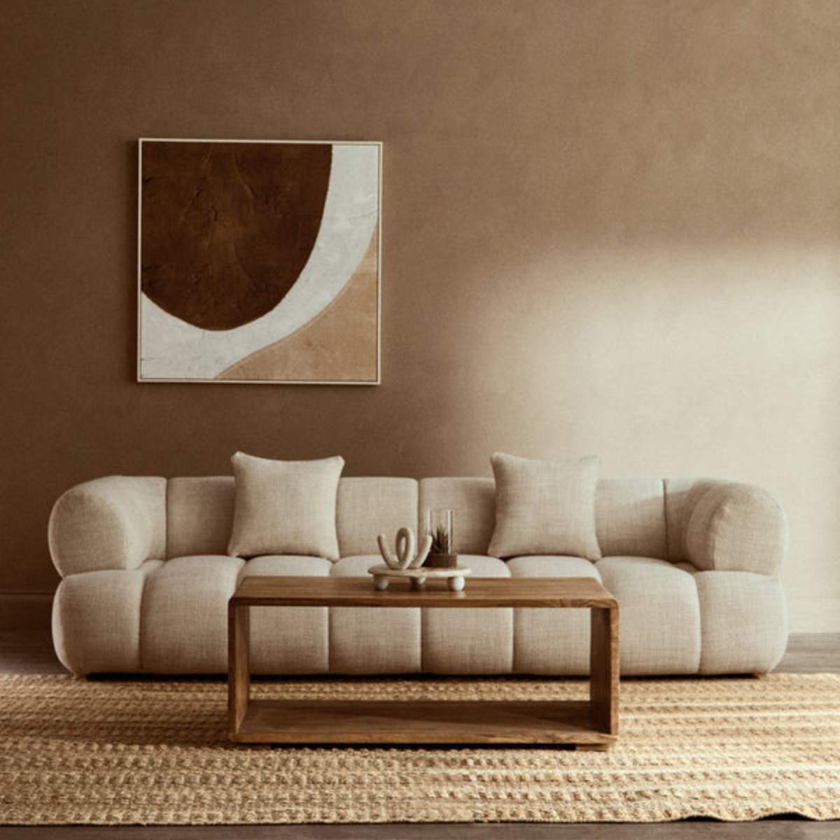 Beaumonde Home Ordona Cream Linen Fabric 3 Seater Sofa