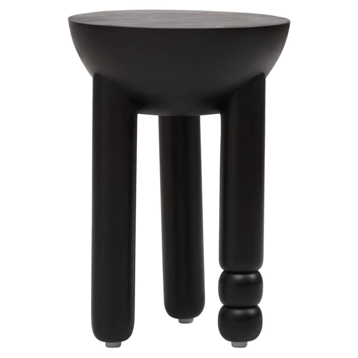 Beaumonde Home Walsa Black Finish Mango Wood Column Detail Round Side Table
