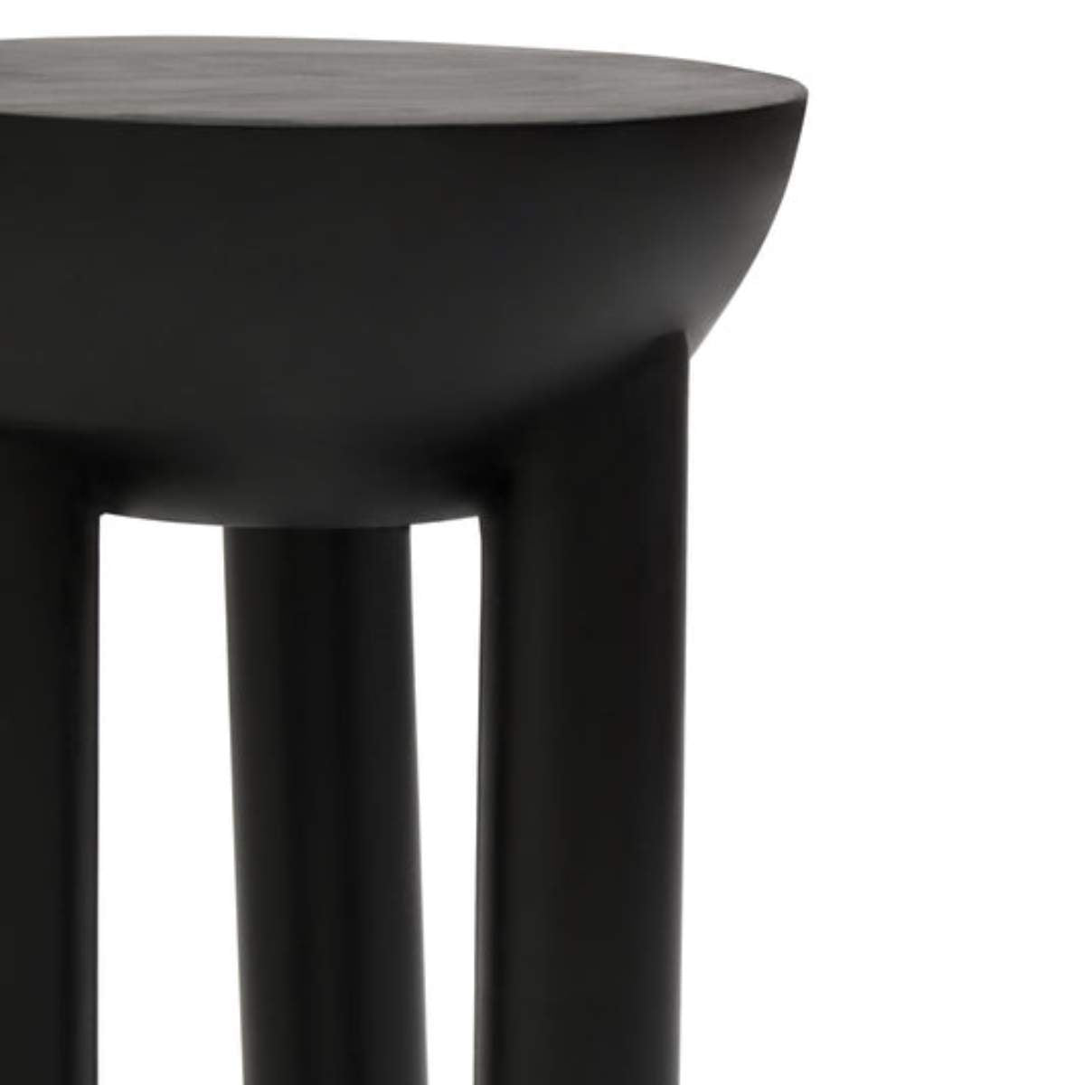 Beaumonde Home Walsa Black Finish Mango Wood Column Detail Round Side Table