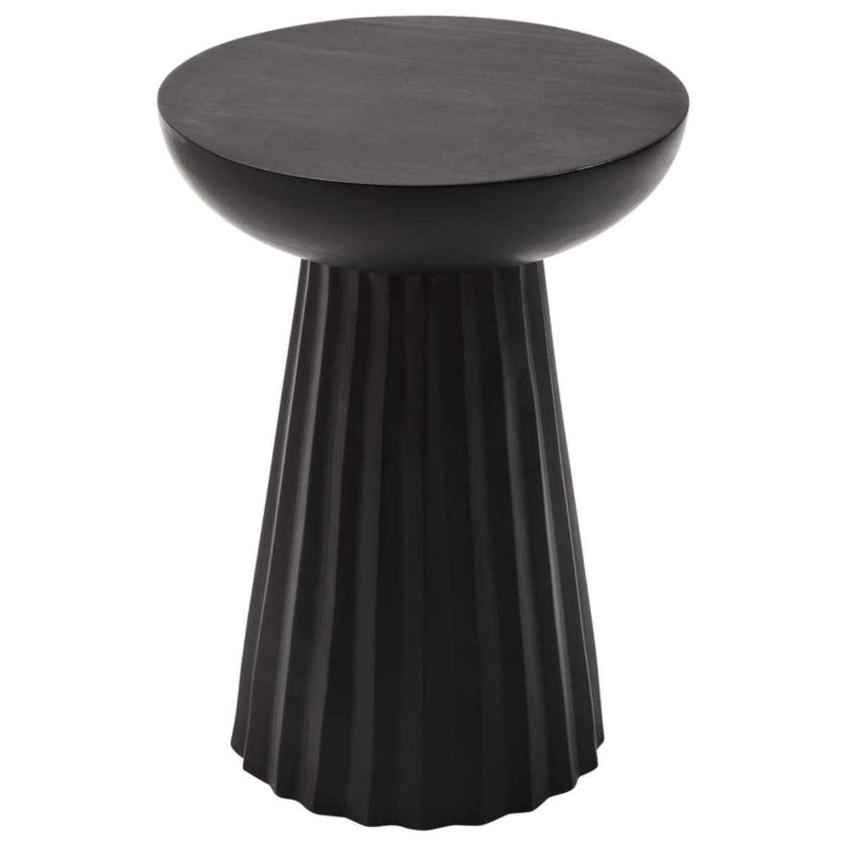 Beaumonde Home Walsa Black Finish Mango Wood Carved Ridge Side Table