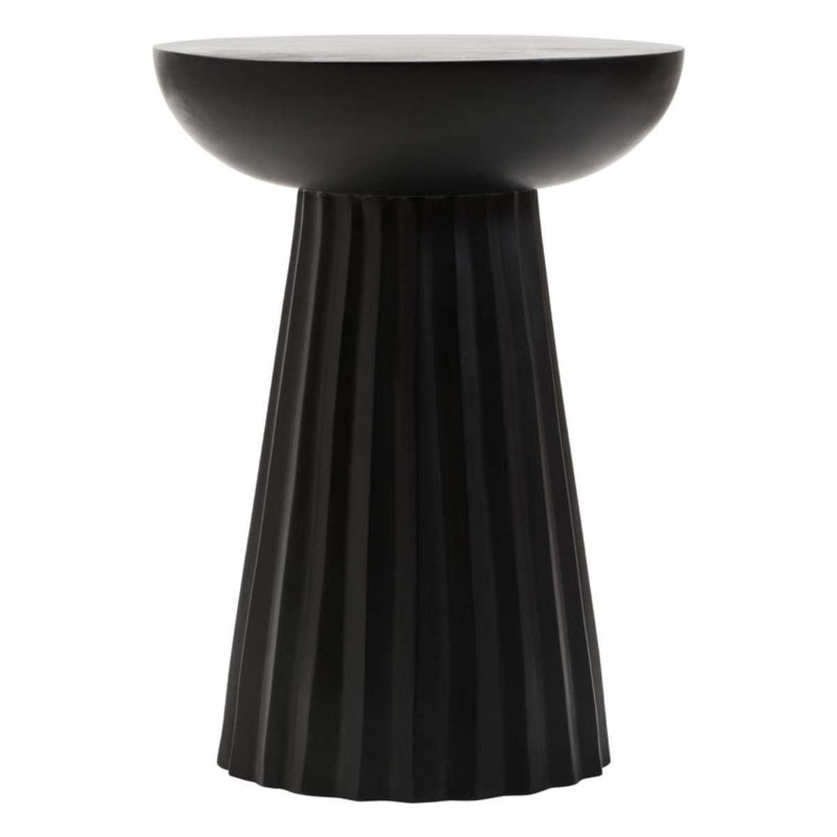 Beaumonde Home Walsa Black Finish Mango Wood Carved Ridge Side Table