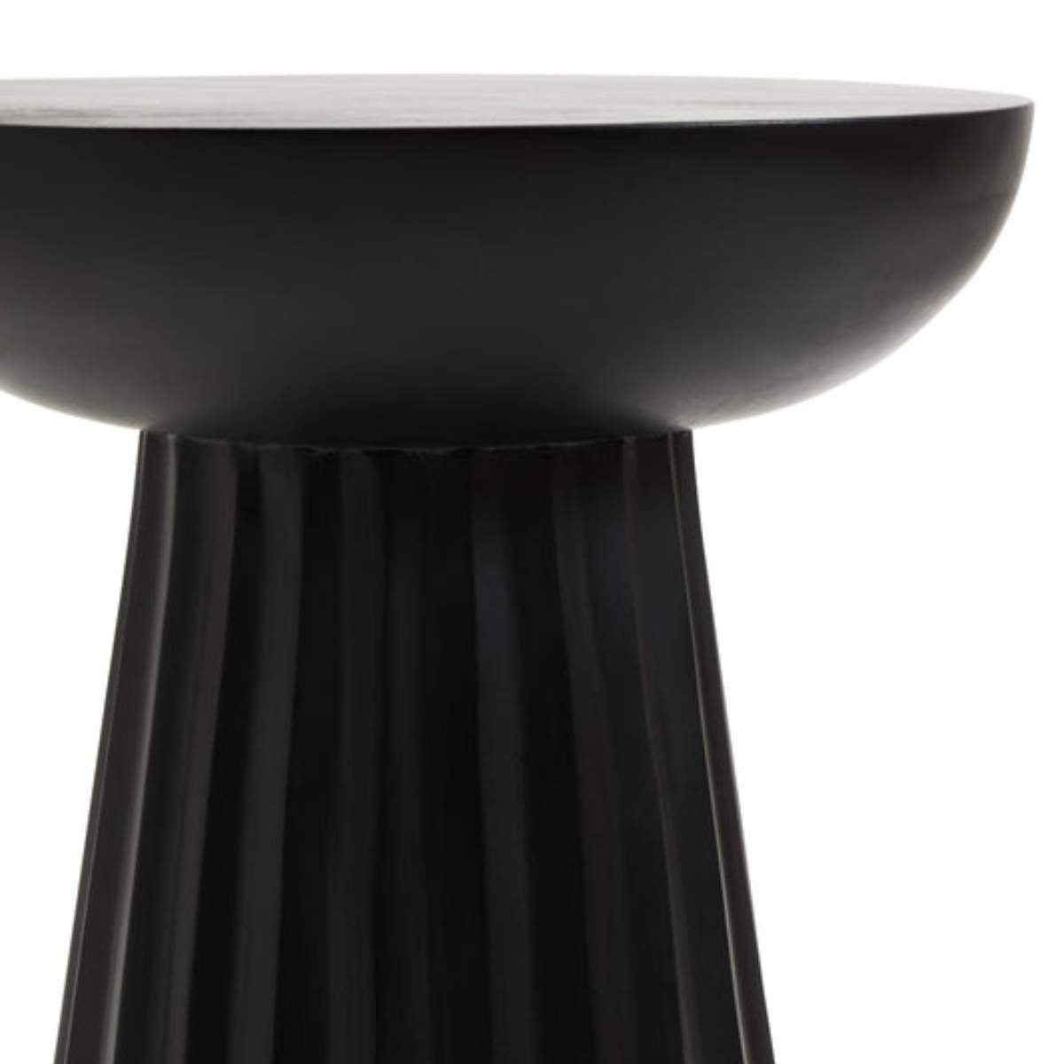 Beaumonde Home Walsa Black Finish Mango Wood Carved Ridge Side Table