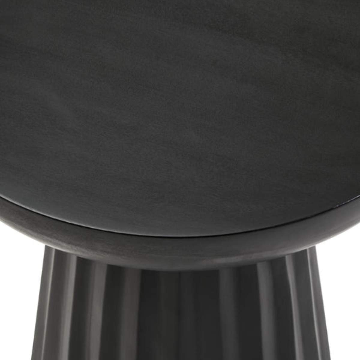 Beaumonde Home Walsa Black Finish Mango Wood Carved Ridge Side Table