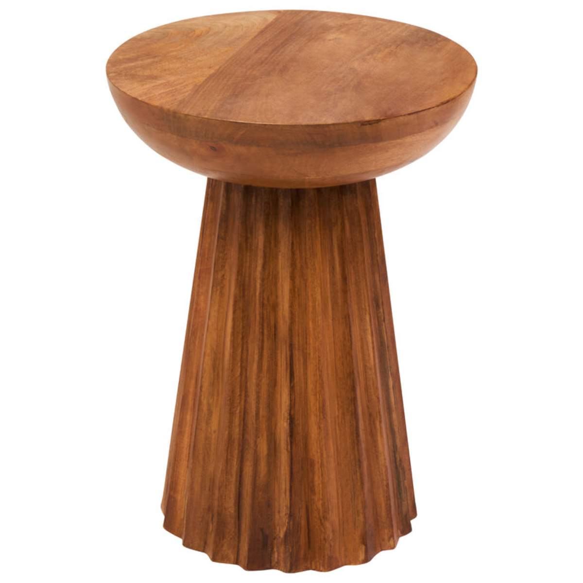 Beaumonde Home Walsa Natural Mango Wood Carved Ridge Side Table