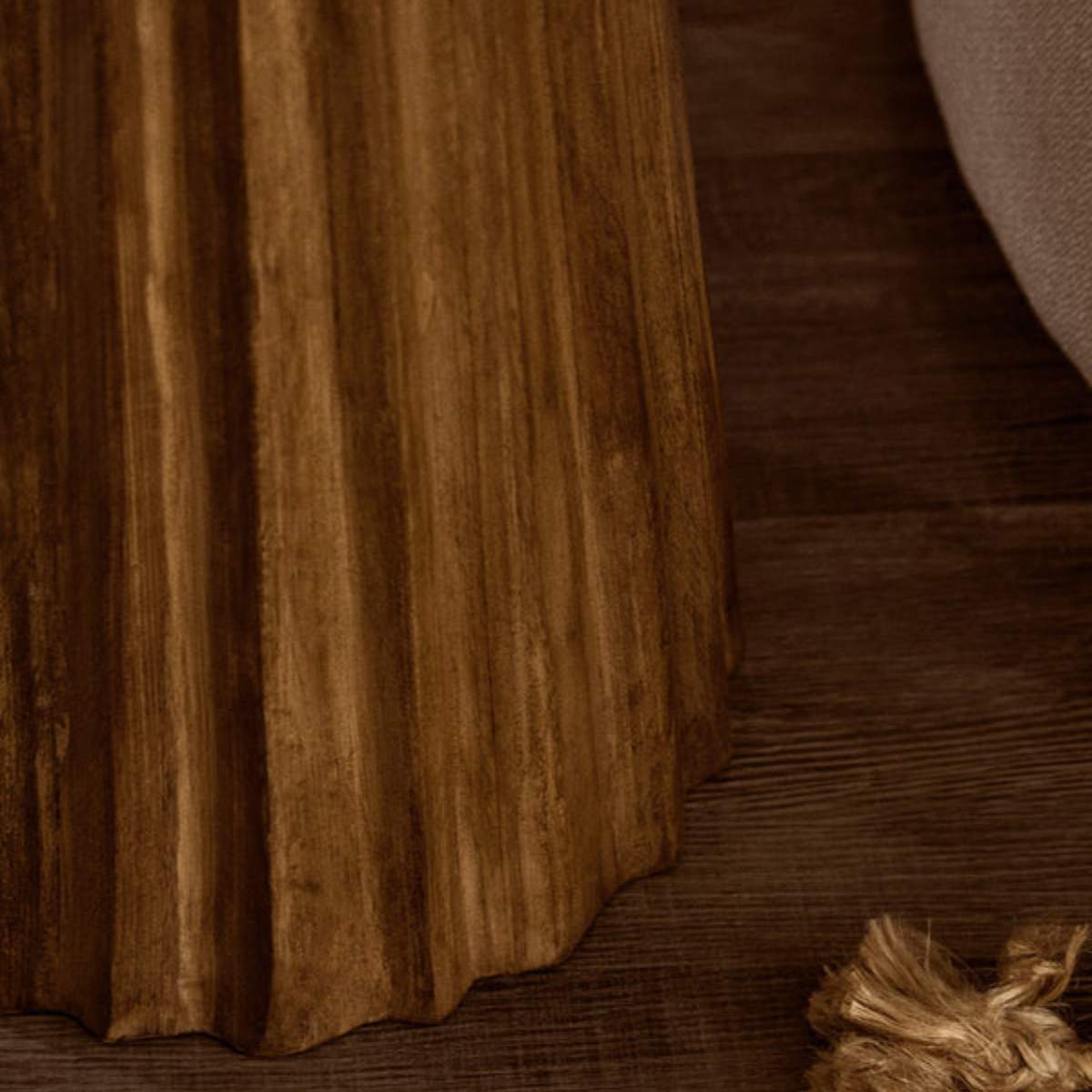 Beaumonde Home Walsa Natural Mango Wood Carved Ridge Side Table