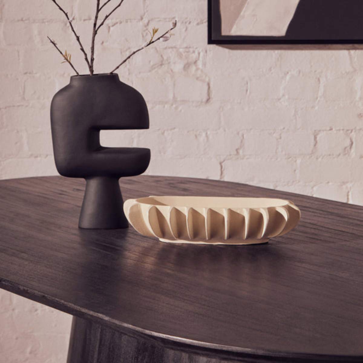 Beaumonde Home Perdoba Oval Mango Wood Black Finish Dining Table