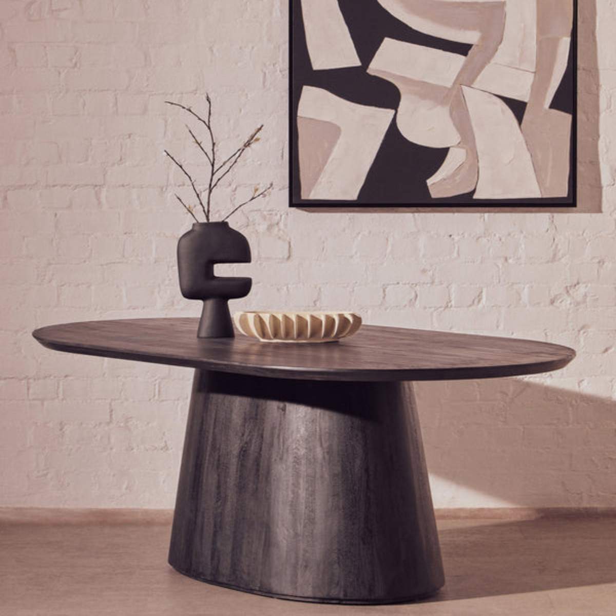 Beaumonde Home Perdoba Oval Mango Wood Black Finish Dining Table