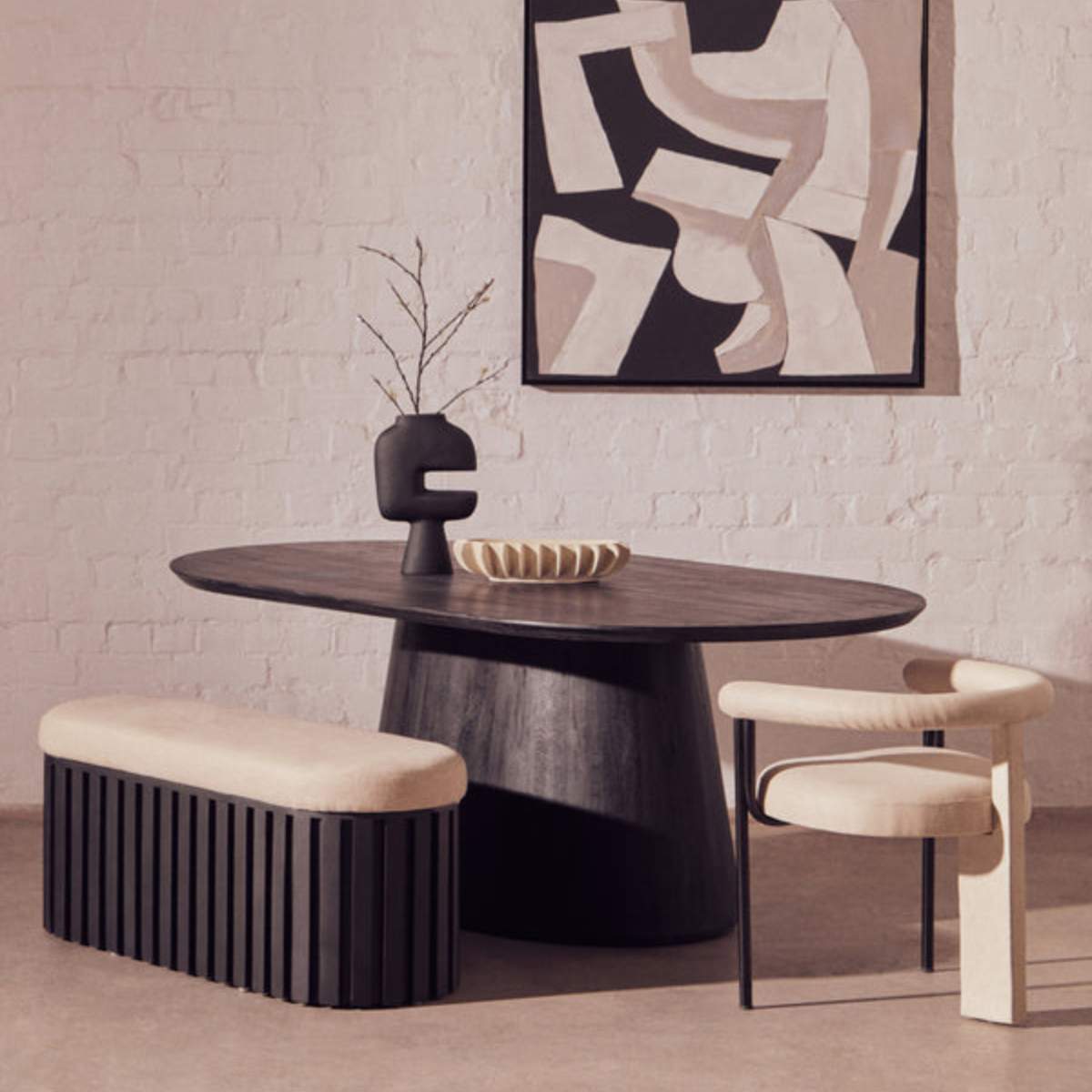 Beaumonde Home Perdoba Oval Mango Wood Black Finish Dining Table