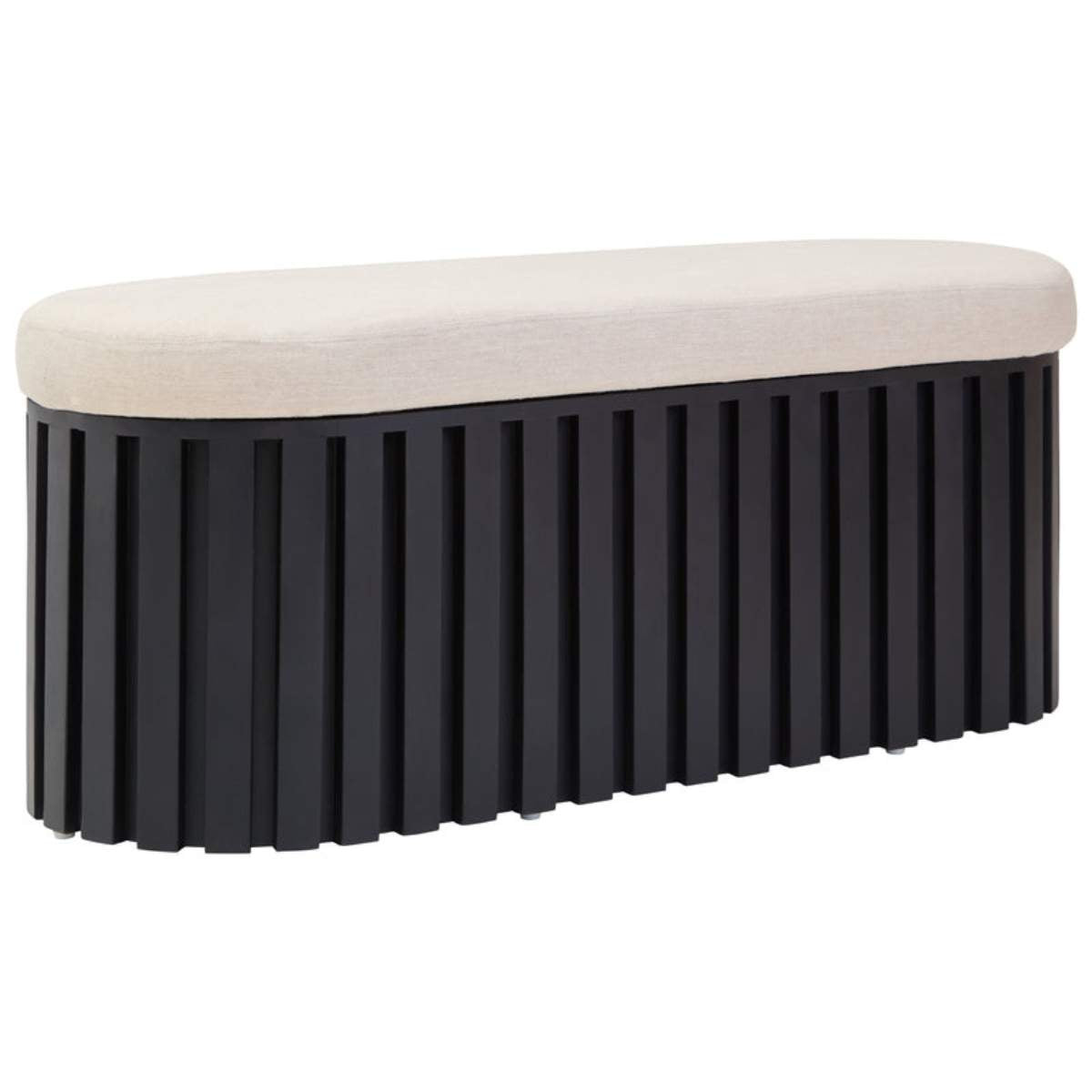 Beaumonde Home Perdoba Ridge Base Mango Wood Black Finish Texture Fabric Bench