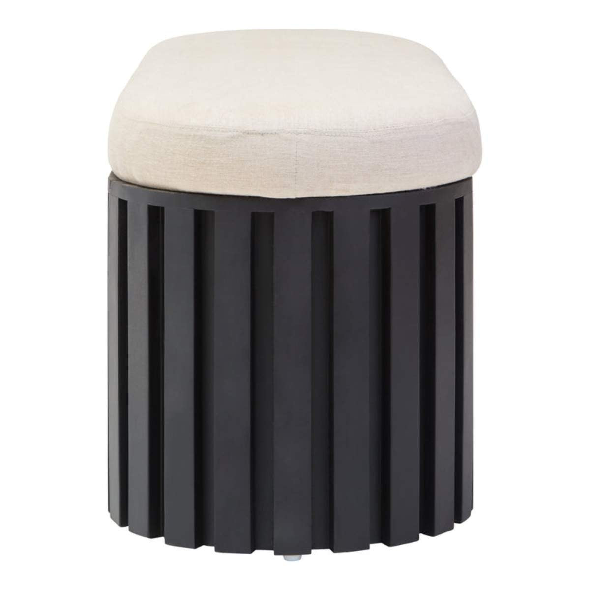 Beaumonde Home Perdoba Ridge Base Mango Wood Black Finish Texture Fabric Bench