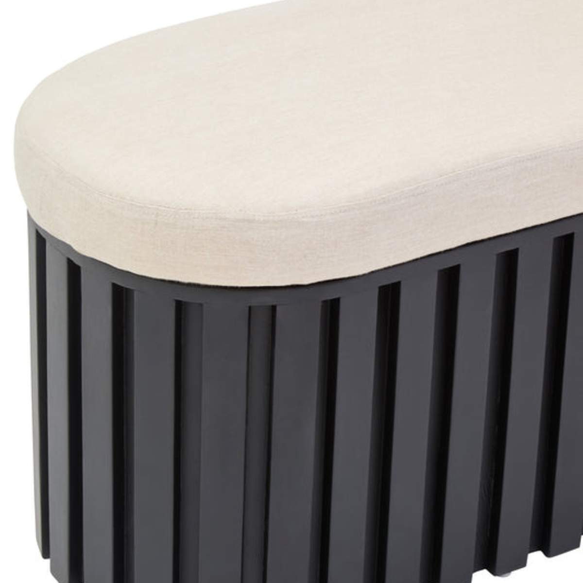 Beaumonde Home Perdoba Ridge Base Mango Wood Black Finish Texture Fabric Bench