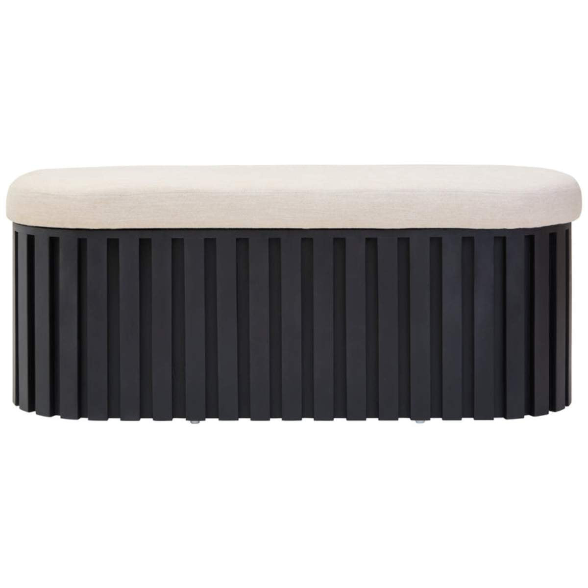 Beaumonde Home Perdoba Ridge Base Mango Wood Black Finish Texture Fabric Bench