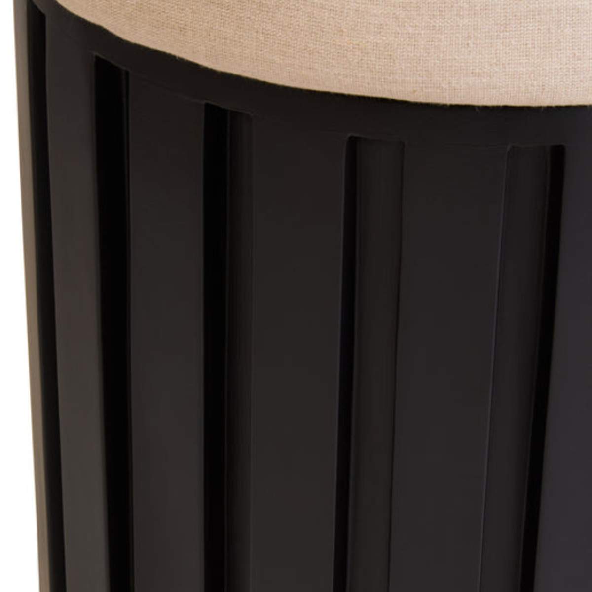 Beaumonde Home Perdoba Ridge Base Mango Wood Black Finish Texture Fabric Stool