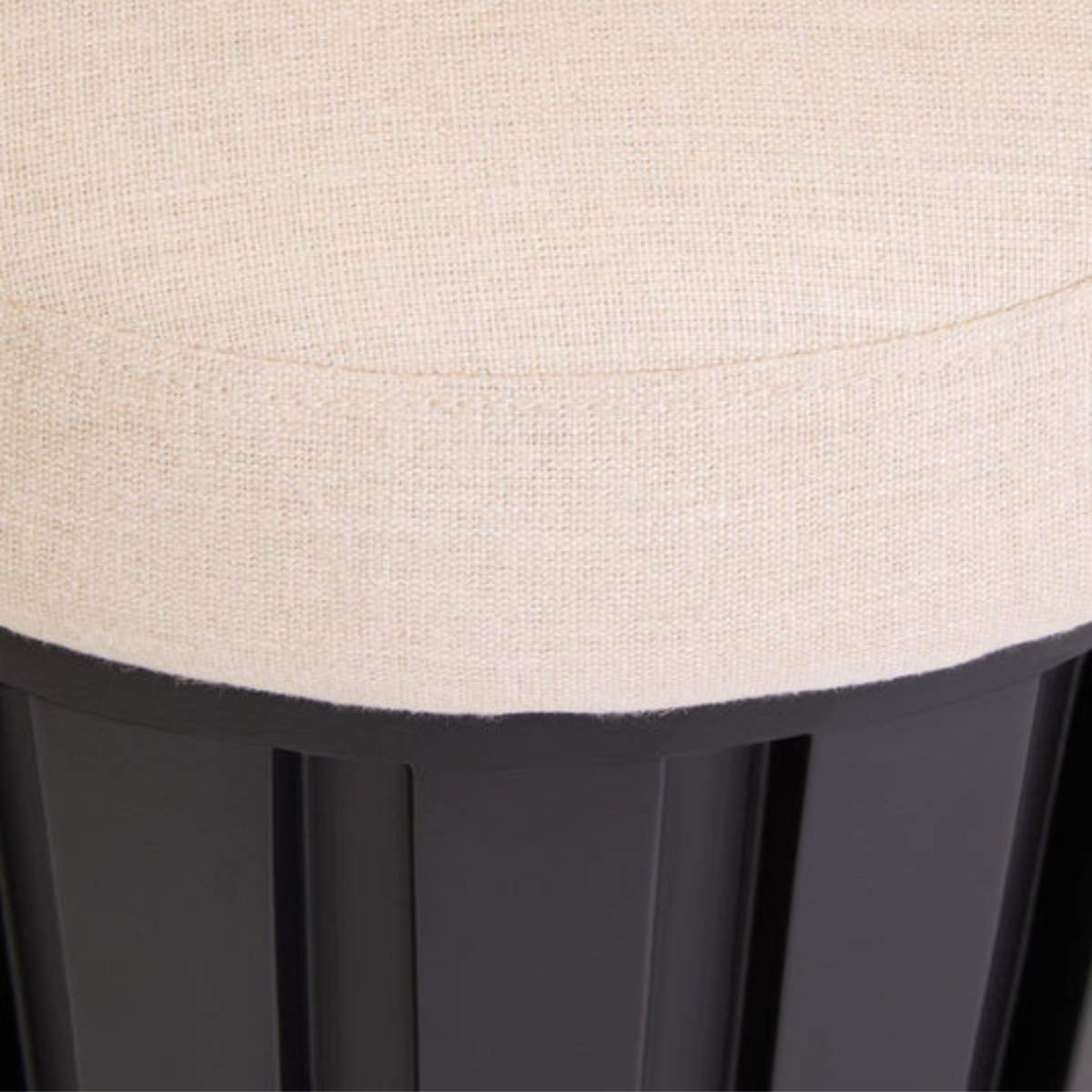 Beaumonde Home Perdoba Ridge Base Mango Wood Black Finish Texture Fabric Stool