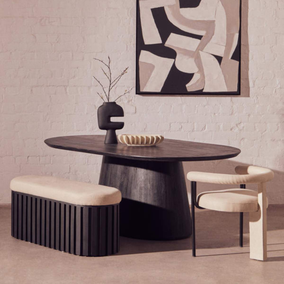 Beaumonde Home Perdoba Texture Fabric Black Iron Frame Dining Chair