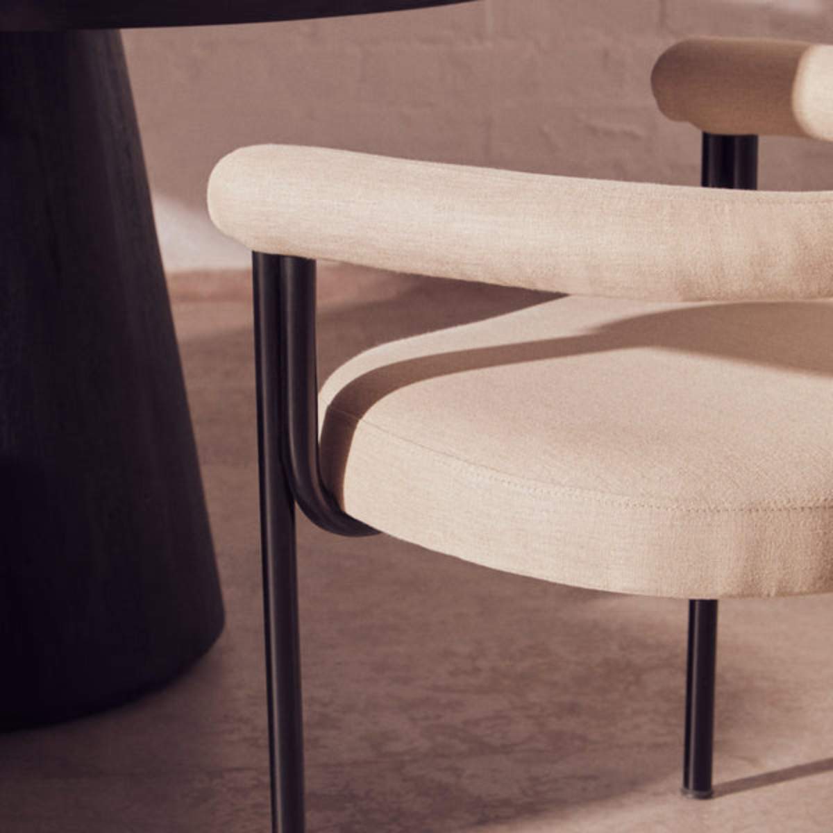 Beaumonde Home Perdoba Texture Fabric Black Iron Frame Dining Chair