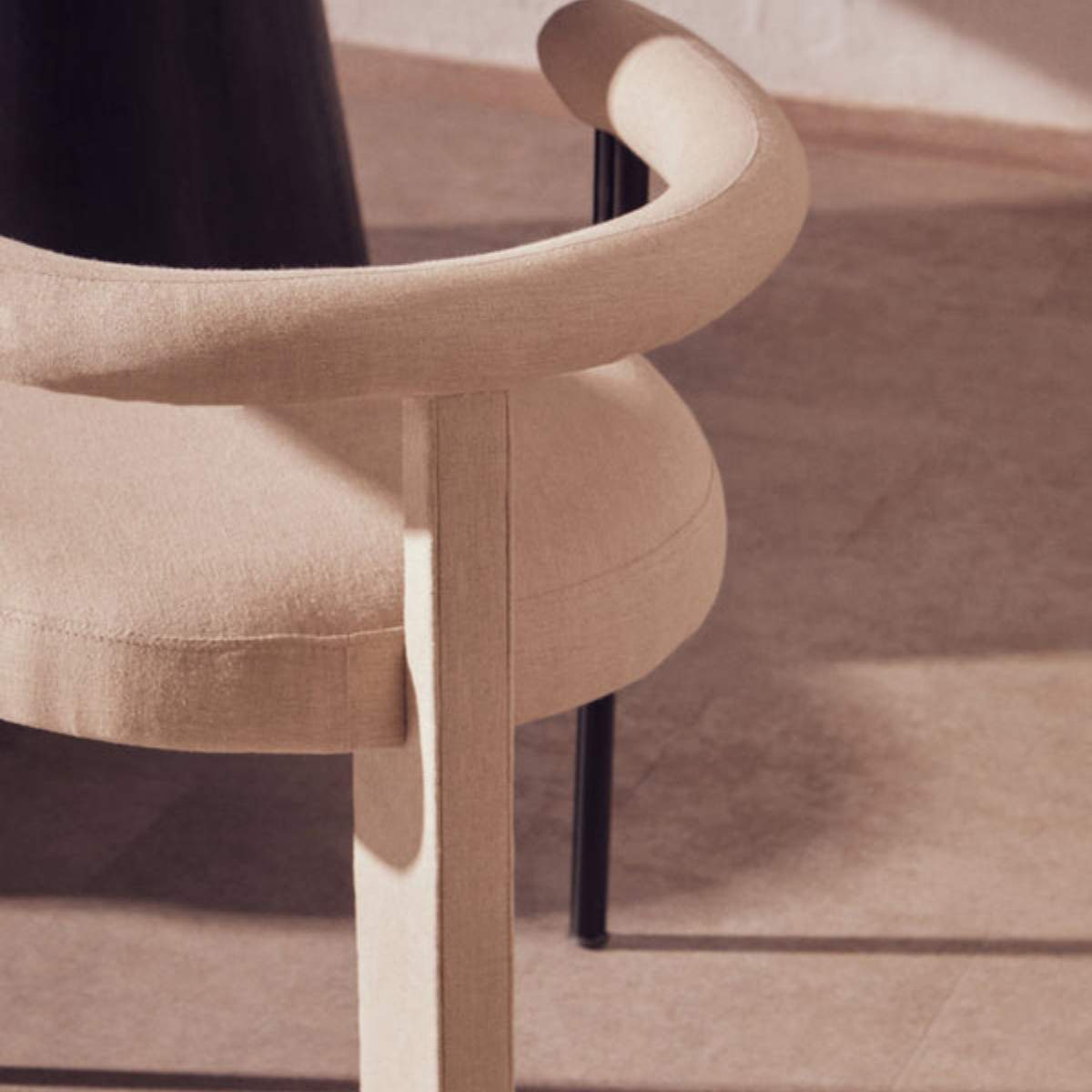 Beaumonde Home Perdoba Texture Fabric Black Iron Frame Dining Chair