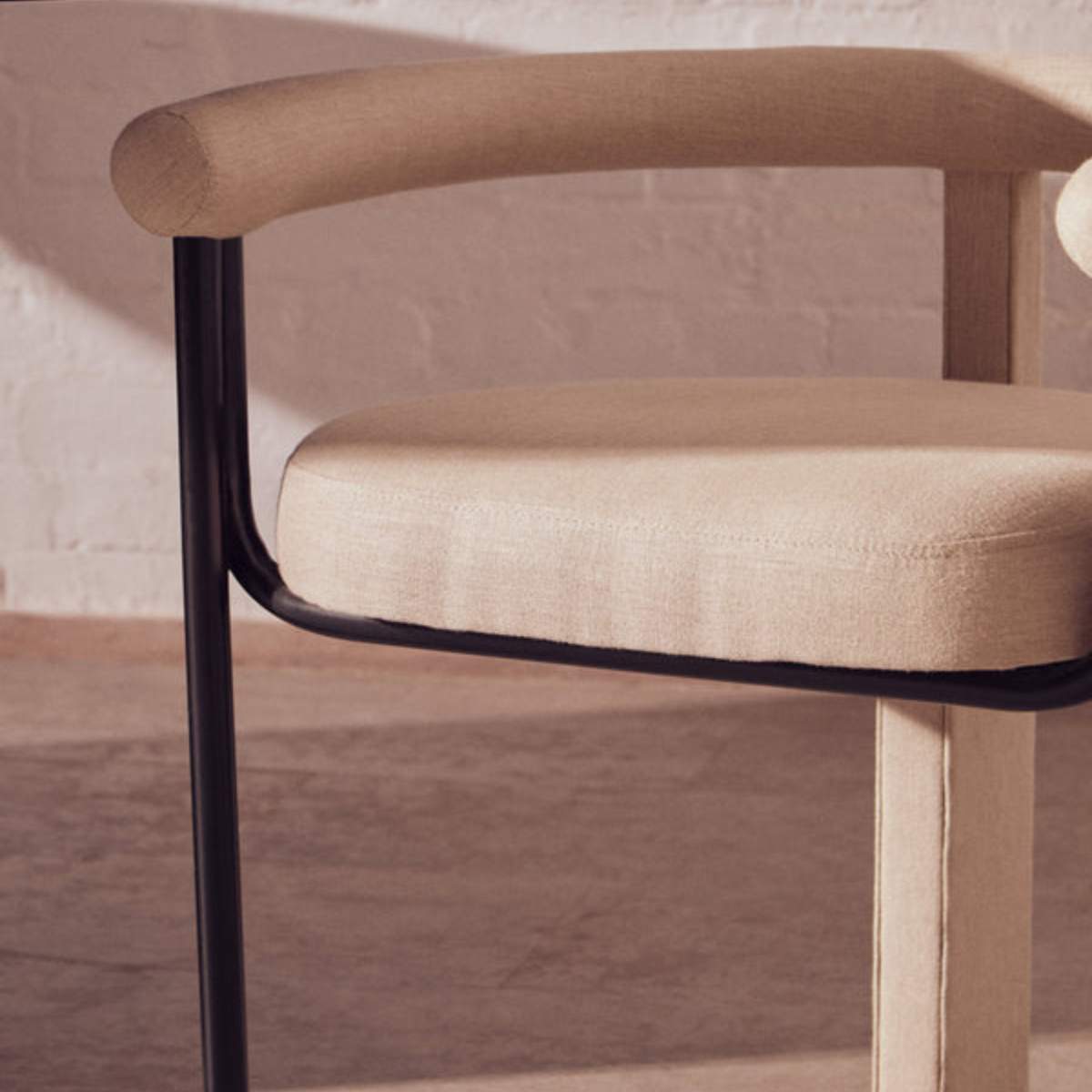 Beaumonde Home Perdoba Texture Fabric Black Iron Frame Dining Chair