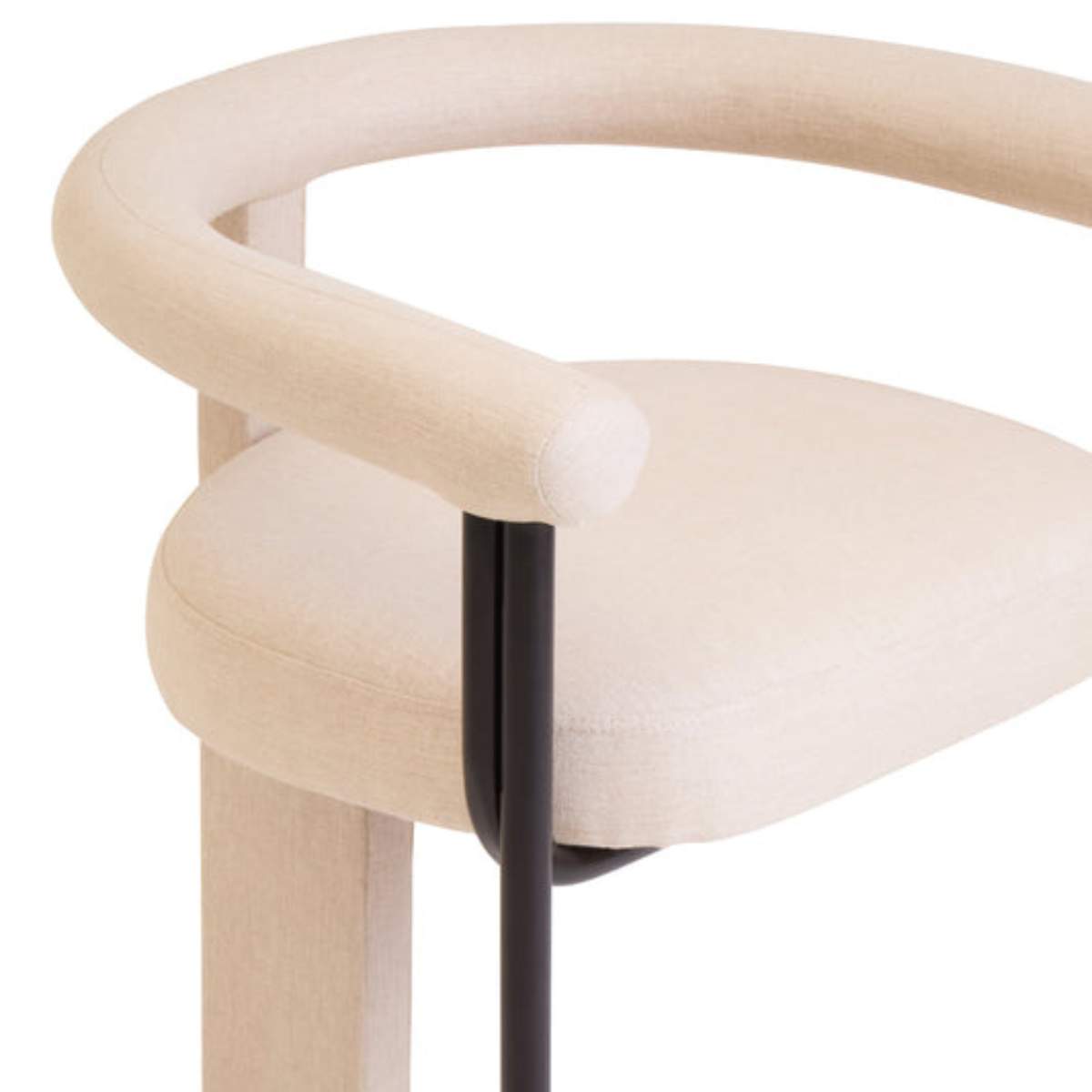 Beaumonde Home Perdoba Texture Fabric Black Iron Frame Dining Chair