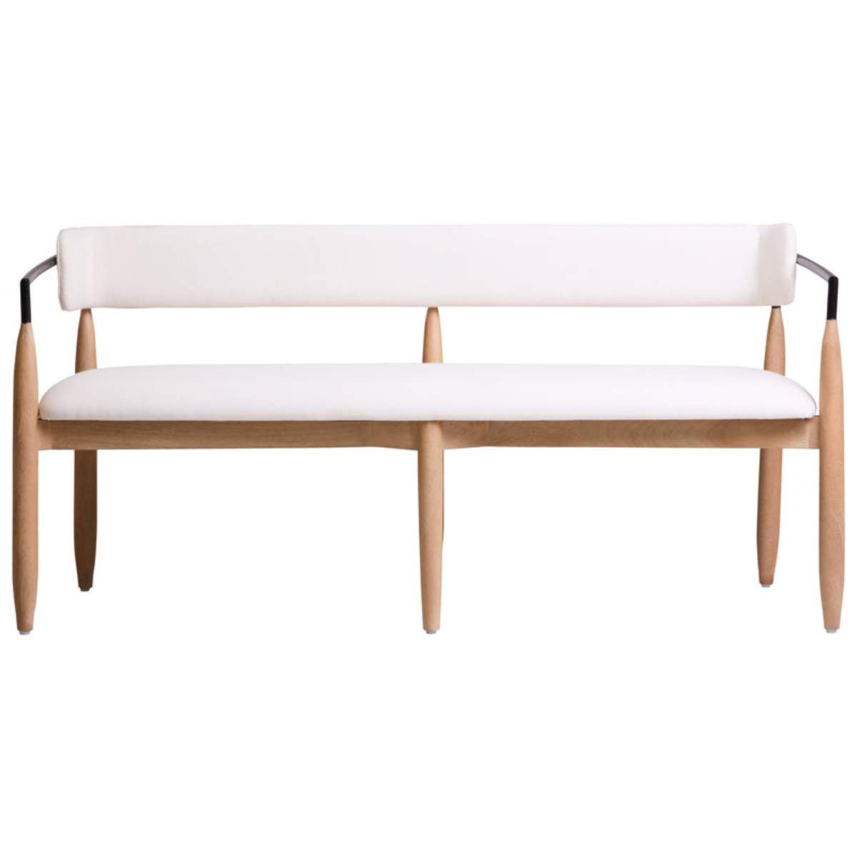Beaumonde Home Persolo Texture Fabric Black Iron And Wood Frame Dining Bench