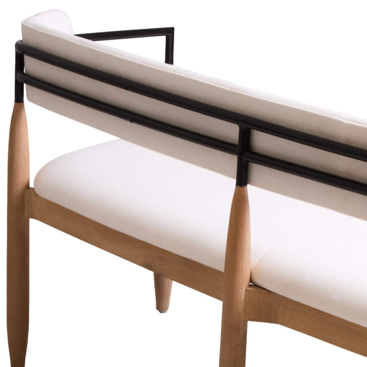 Beaumonde Home Persolo Texture Fabric Black Iron And Wood Frame Dining Bench