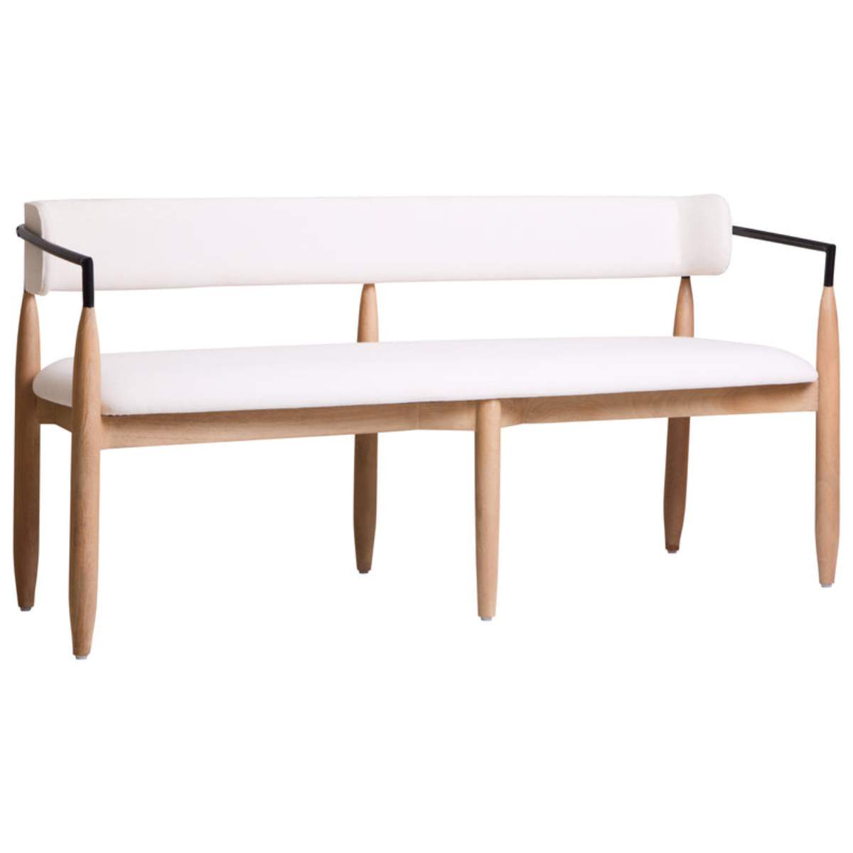 Beaumonde Home Persolo Texture Fabric Black Iron And Wood Frame Dining Bench