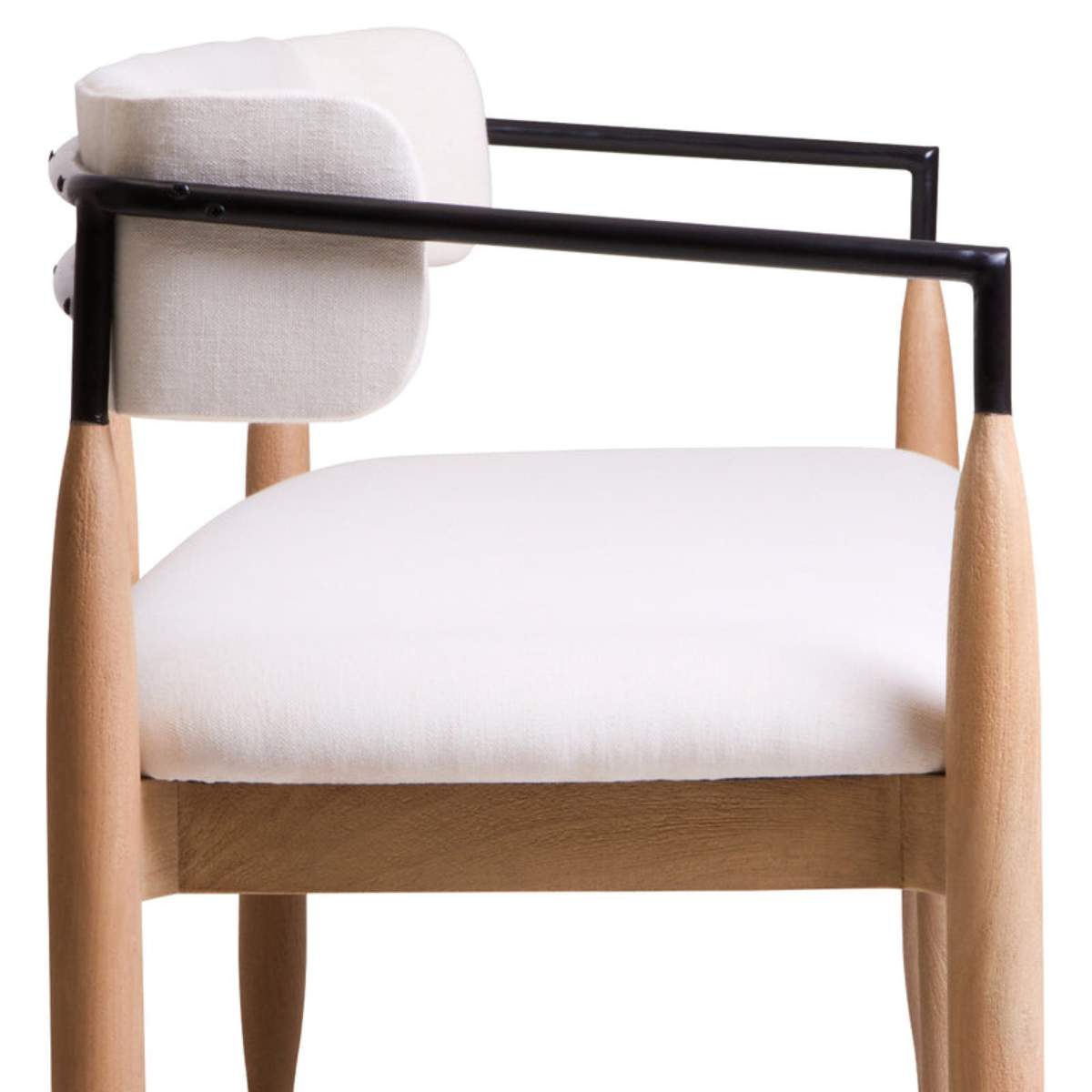 Beaumonde Home Persolo Texture Fabric Black Iron And Wood Frame Dining Bench