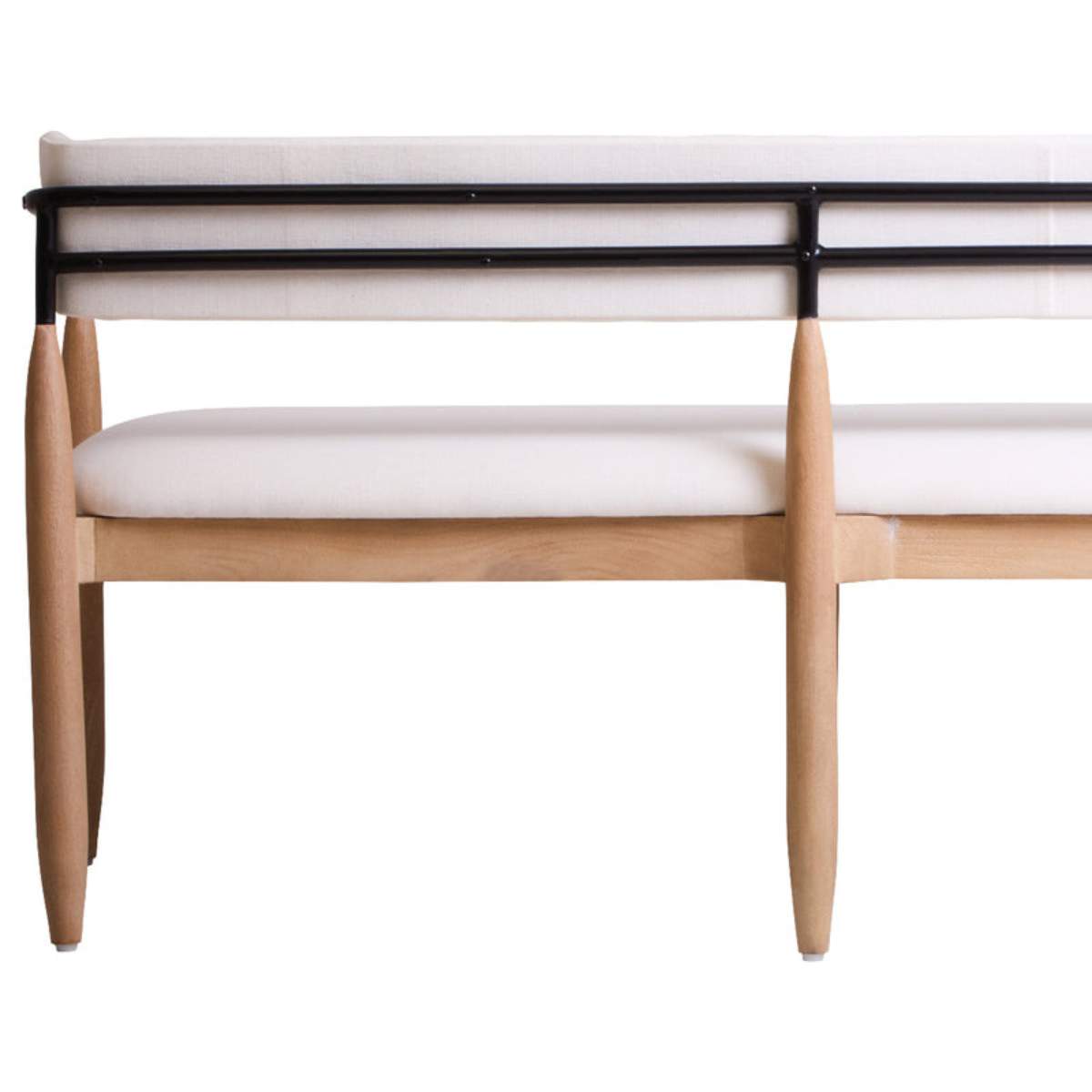 Beaumonde Home Persolo Texture Fabric Black Iron And Wood Frame Dining Bench