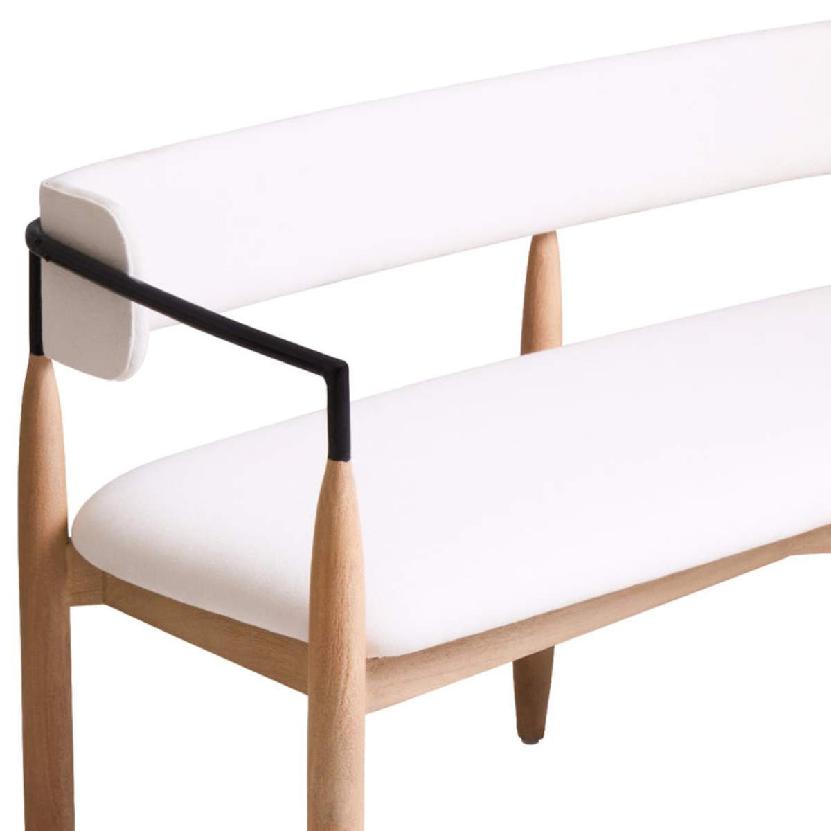 Beaumonde Home Persolo Texture Fabric Black Iron And Wood Frame Dining Bench
