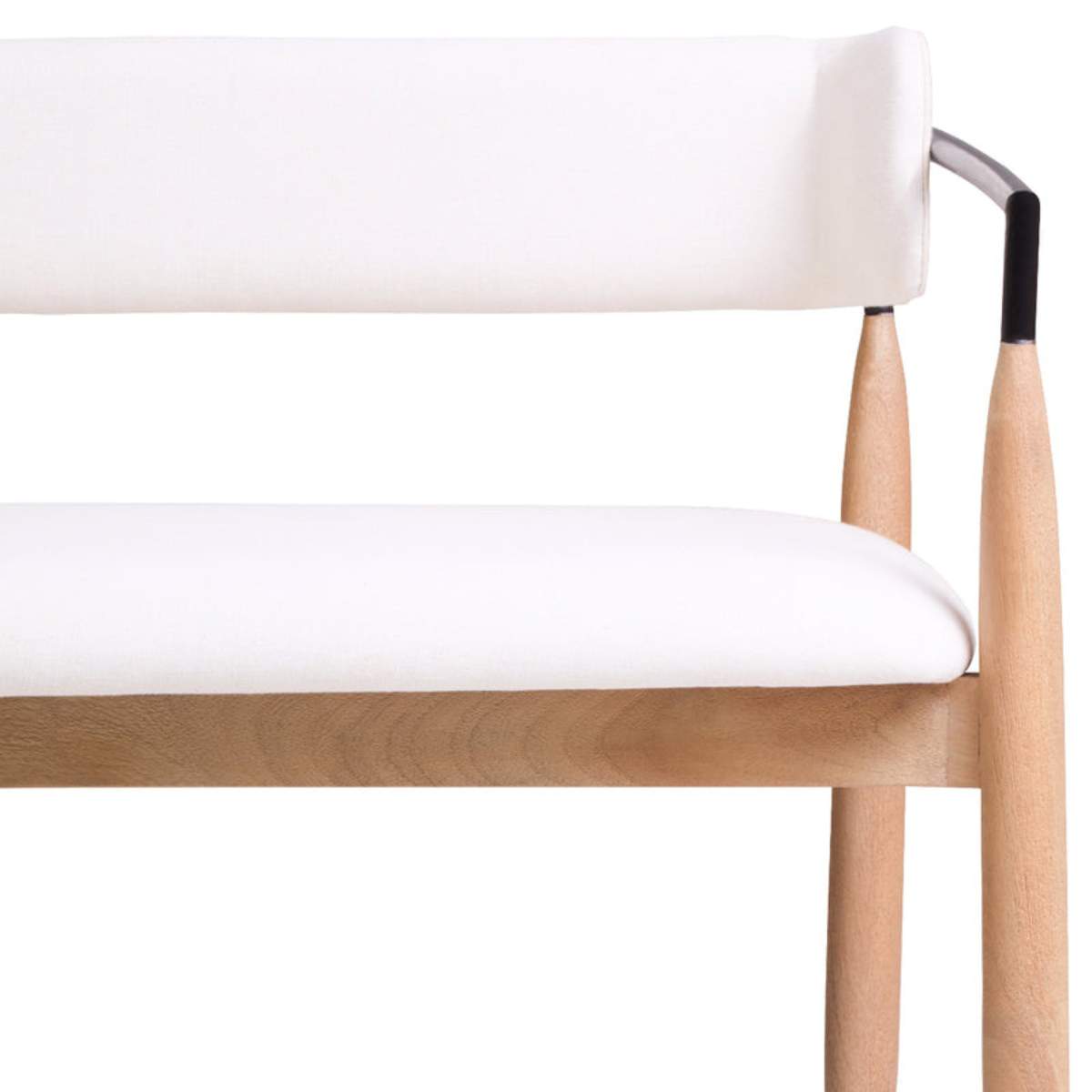 Beaumonde Home Persolo Texture Fabric Black Iron And Wood Frame Dining Bench