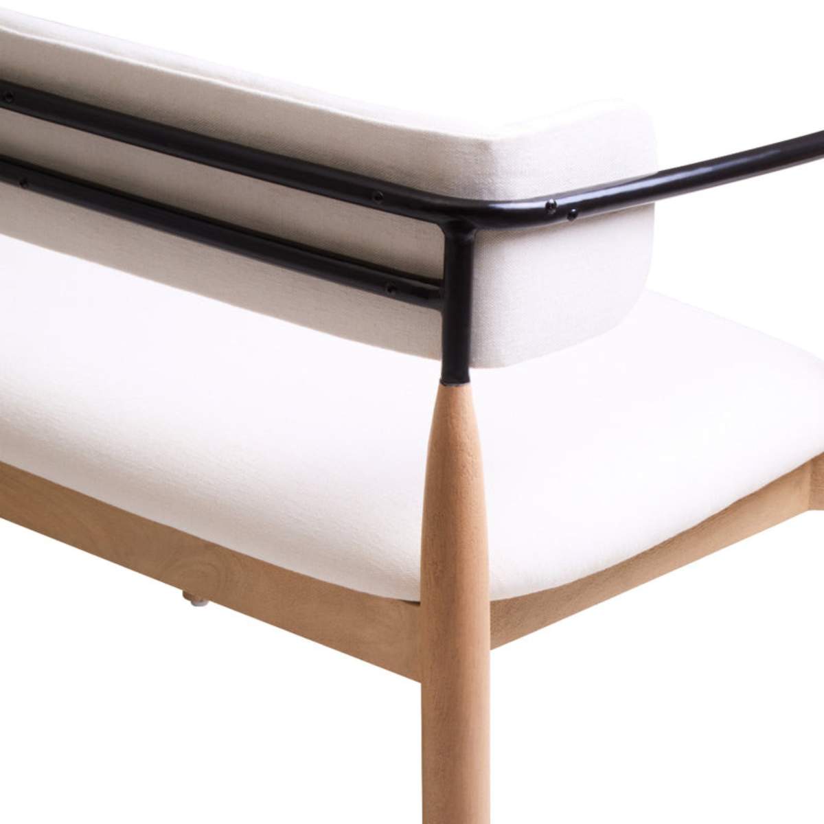 Beaumonde Home Persolo Texture Fabric Black Iron And Wood Frame Dining Bench