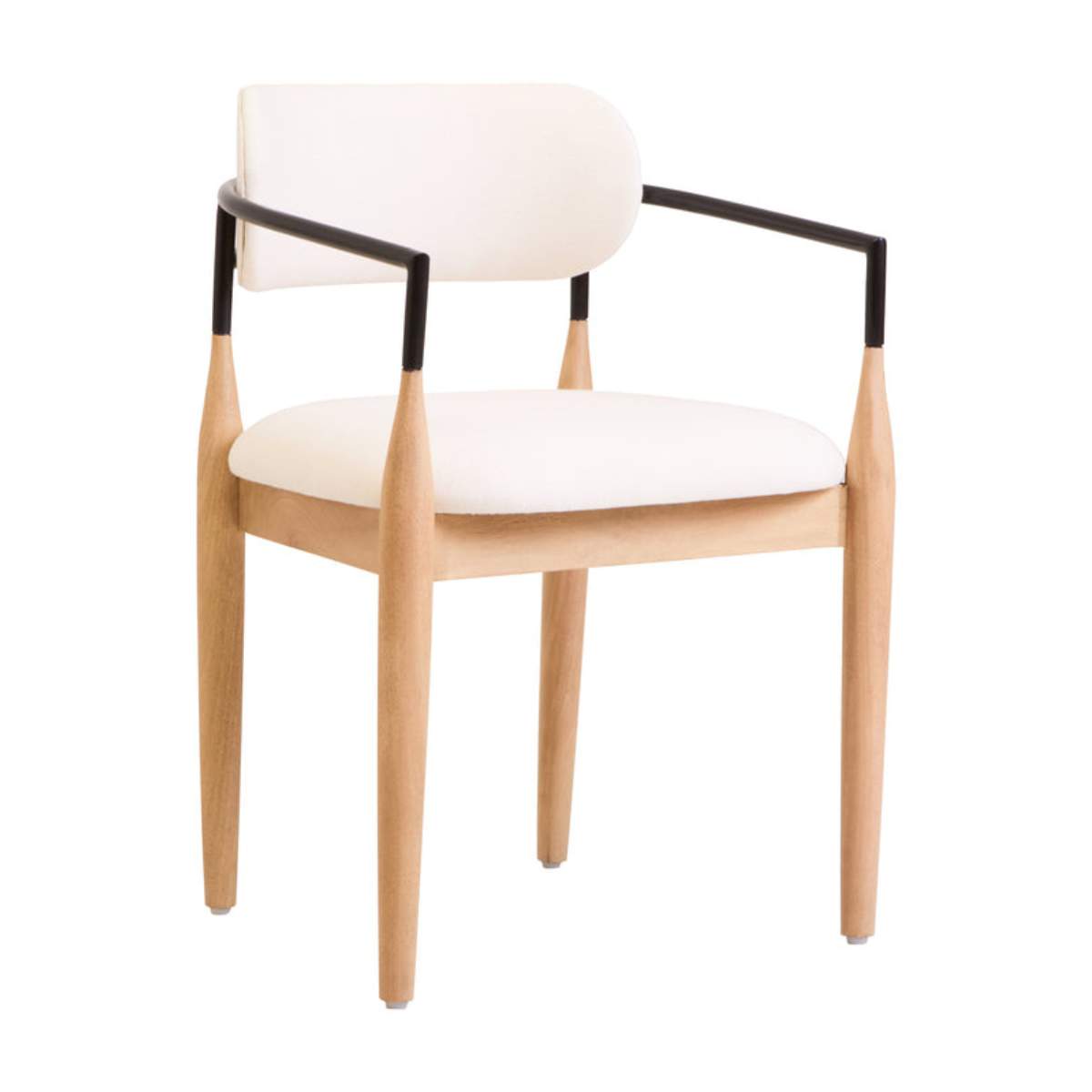 Beaumonde Home Persolo Texture Fabric Black Iron And Wood Frame Dining Chair