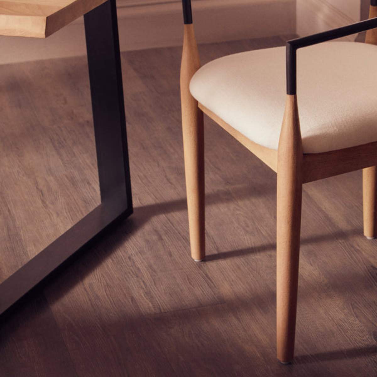 Beaumonde Home Persolo Texture Fabric Black Iron And Wood Frame Dining Chair