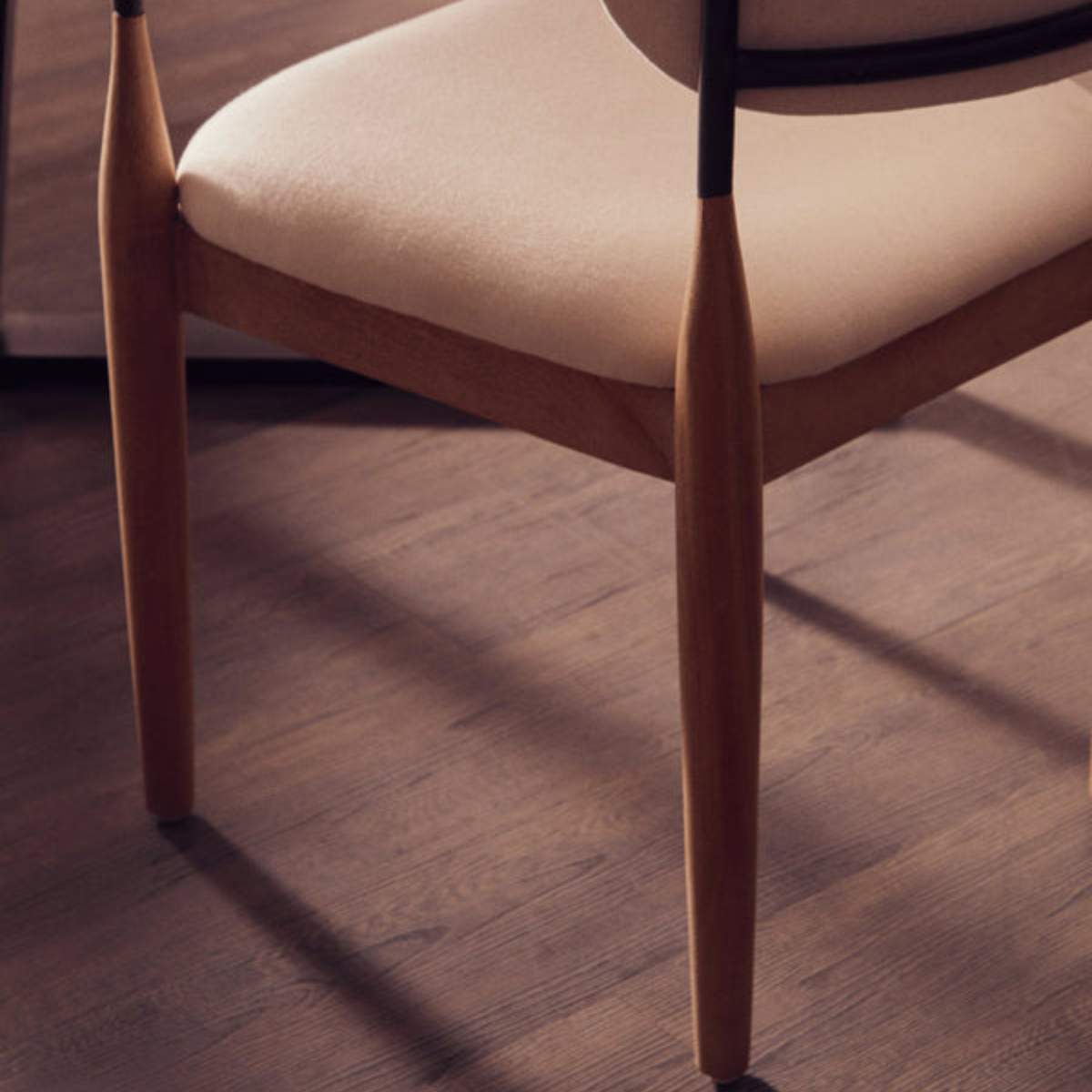 Beaumonde Home Persolo Texture Fabric Black Iron And Wood Frame Dining Chair