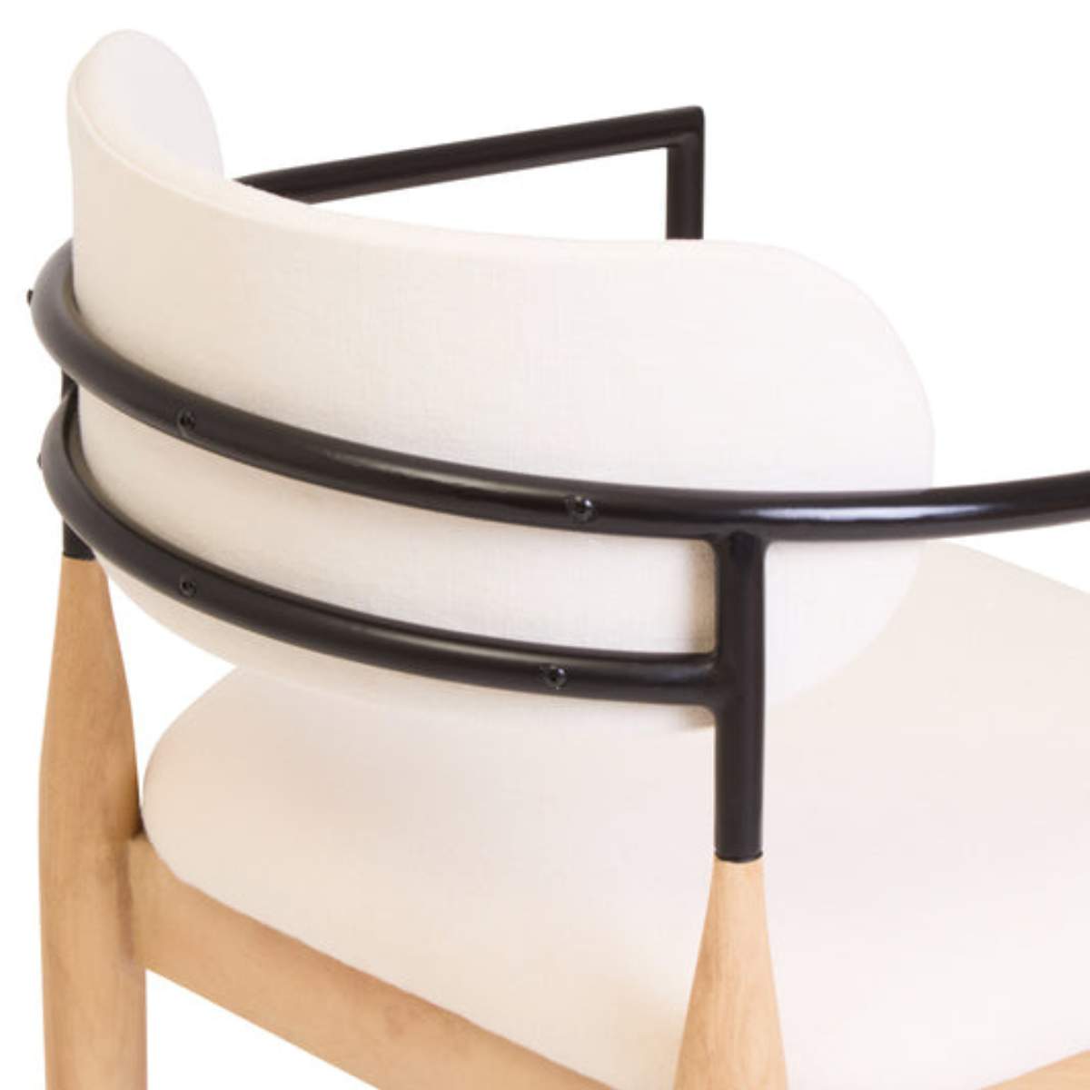 Beaumonde Home Persolo Texture Fabric Black Iron And Wood Frame Dining Chair