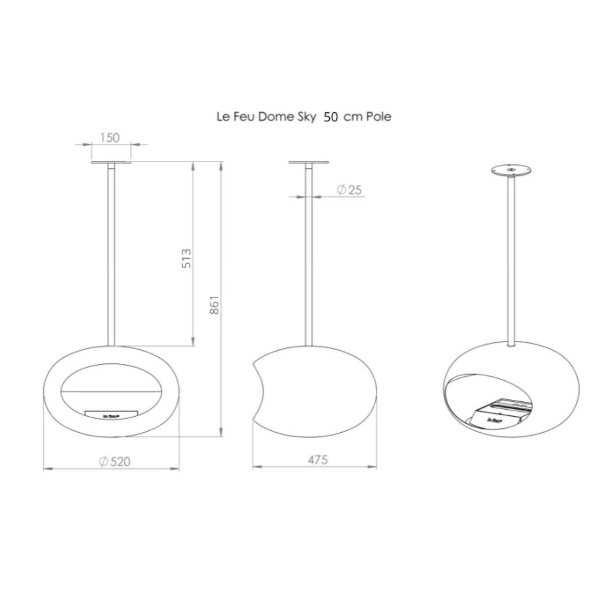 Le Feu Sky Bio Ethanol Fireplace - Black