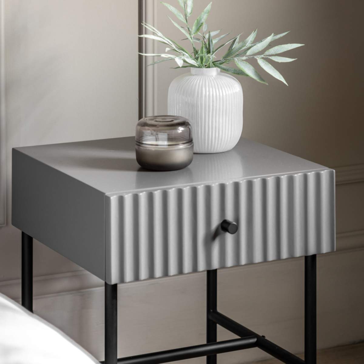 Gallery Direct Buckhurst 1 Drawer Bedside Grey 400x400x500mm