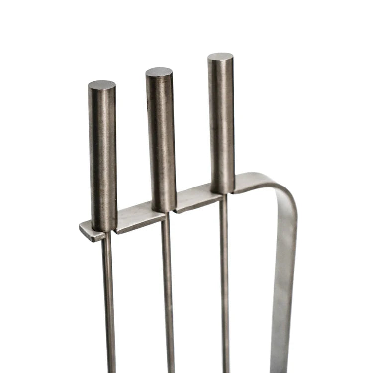 Ivyline Pewter Fireside Companion Set 3 Piece 50cm