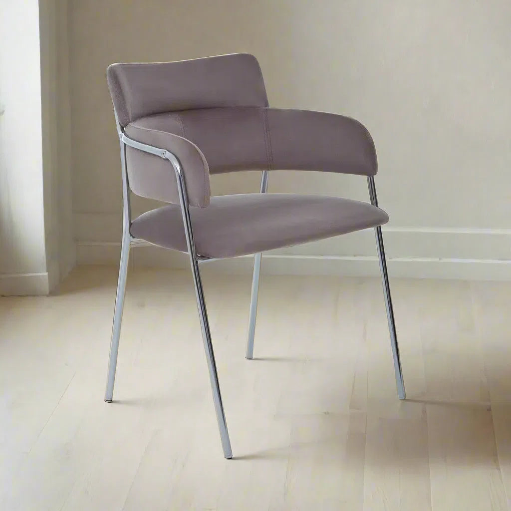 Beaumonde Home Tammin Mocha Velvet Dining Chair-Beaumonde