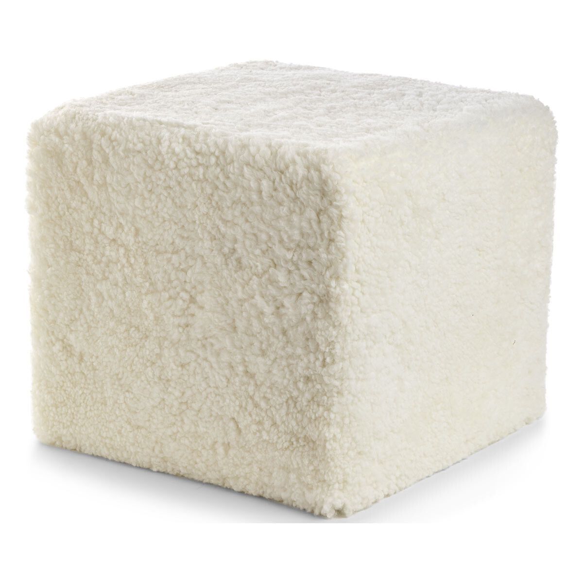 Natures Collection Short Wool Curly Sheepskin Pouf