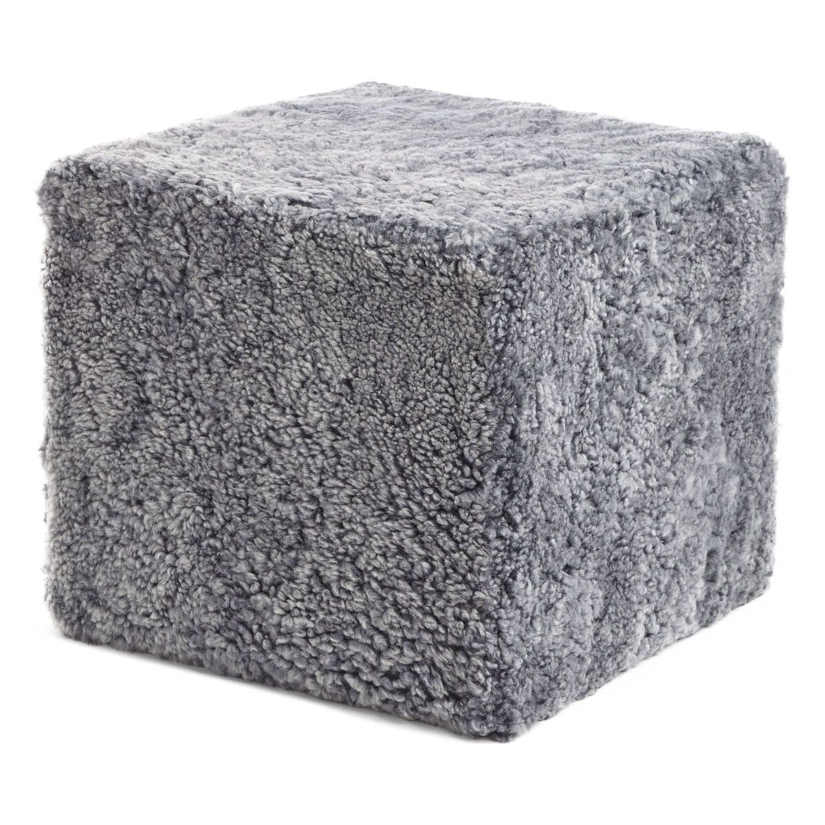 Natures Collection Short Wool Curly Sheepskin Pouf