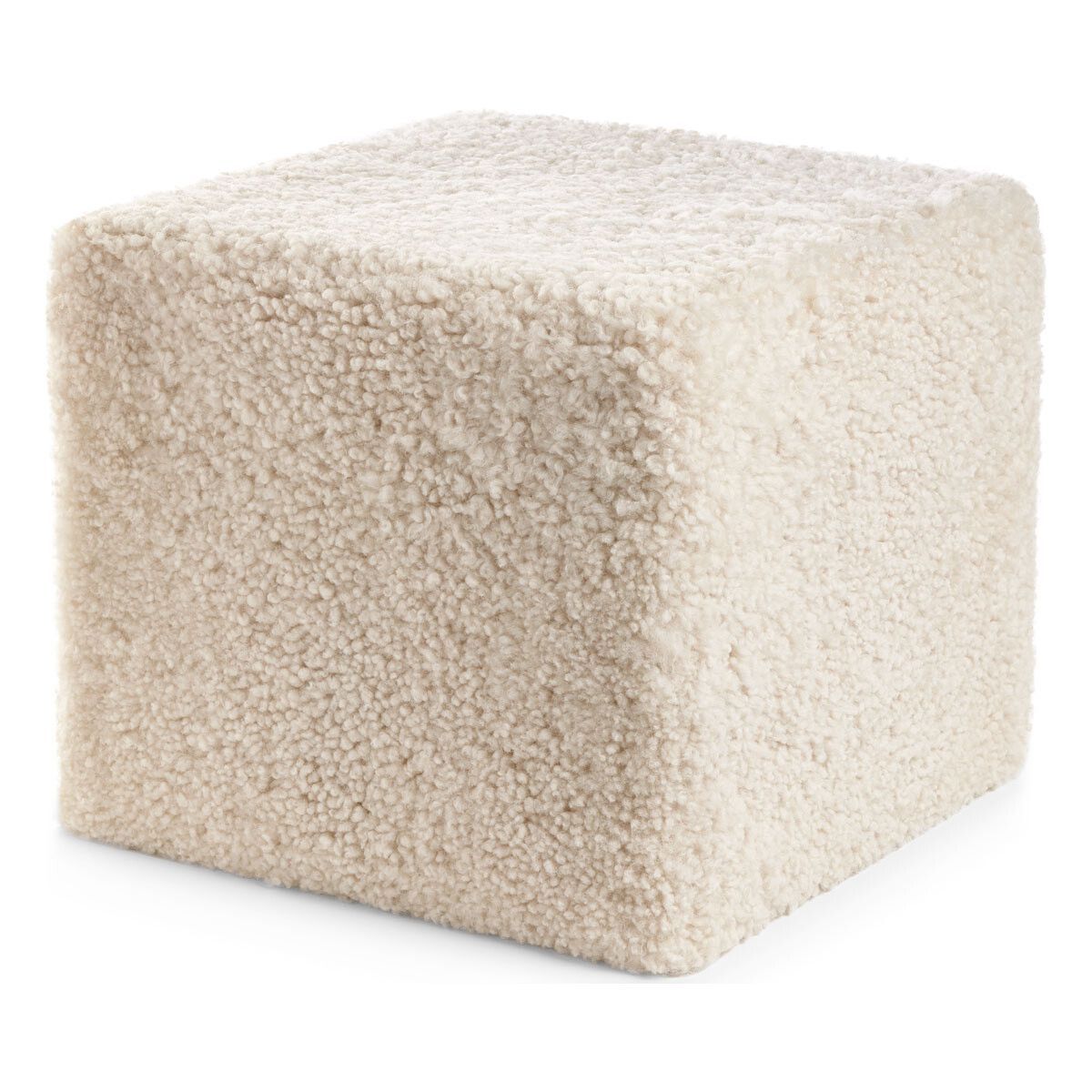 Natures Collection Short Wool Curly Sheepskin Pouf