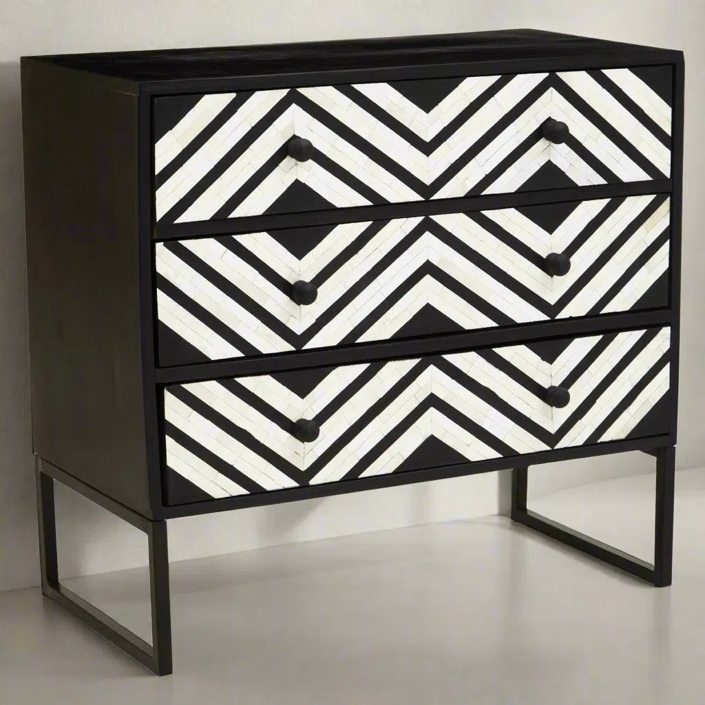 Beaumonde Home Fuster Three Drawer Chest with Bone Inlay-Beaumonde