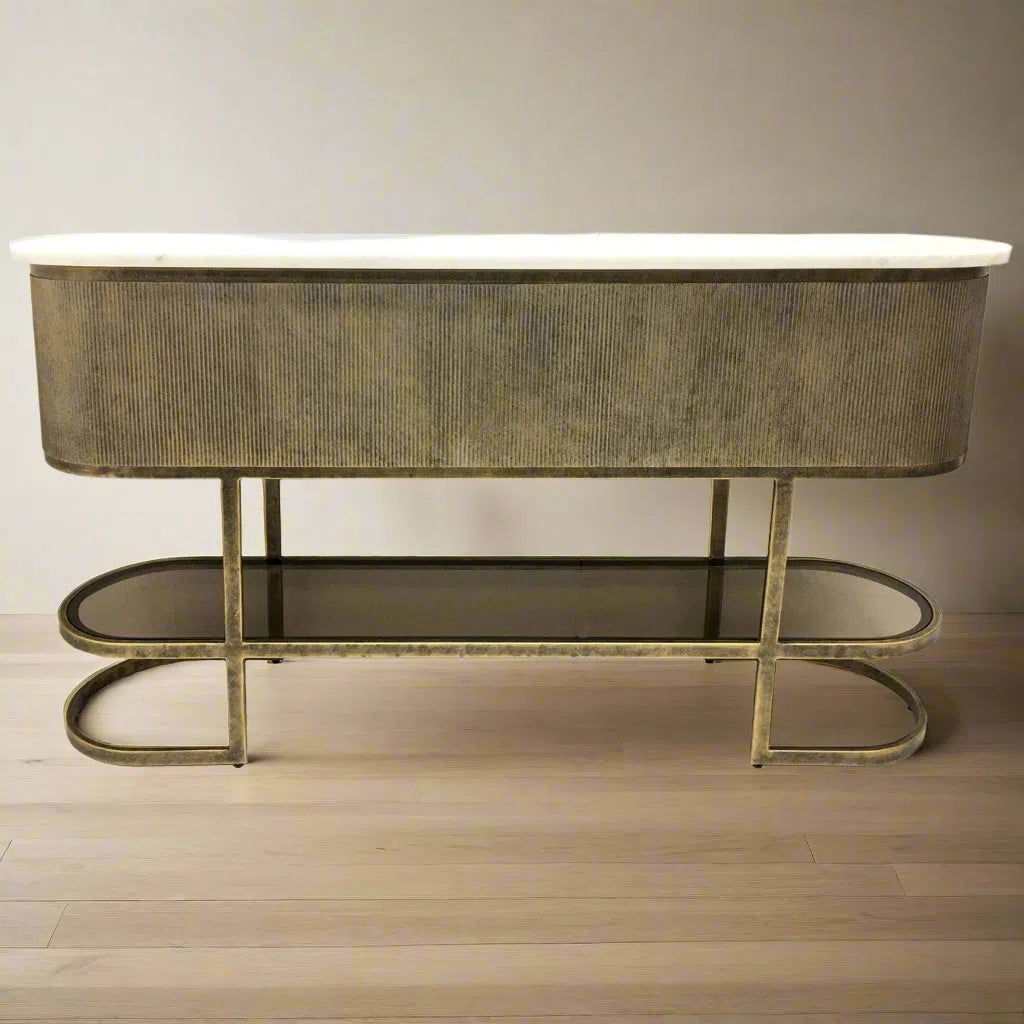 Beaumonde Home Rota Aged Gold Console Table-Beaumonde