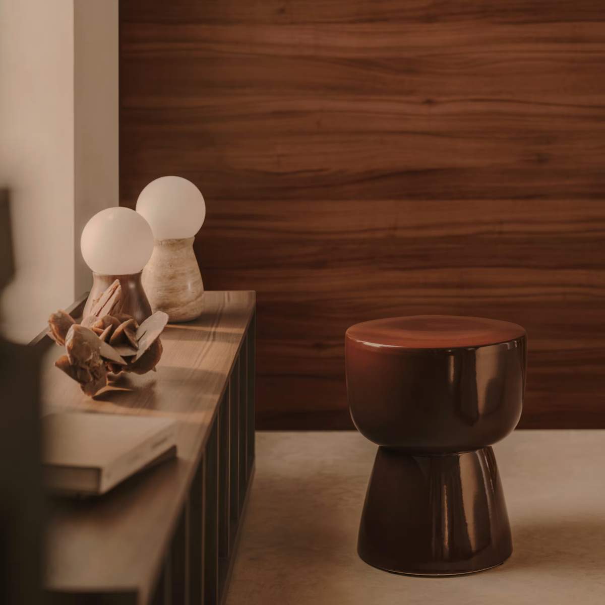 Kave Home Mesquida Cement Side Table 35 cm-Beaumonde