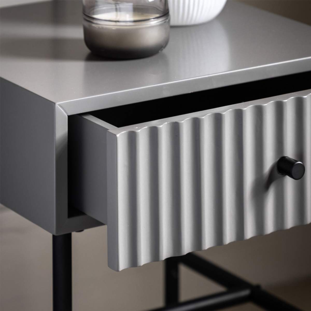 Gallery Direct Buckhurst 1 Drawer Bedside Grey 400x400x500mm